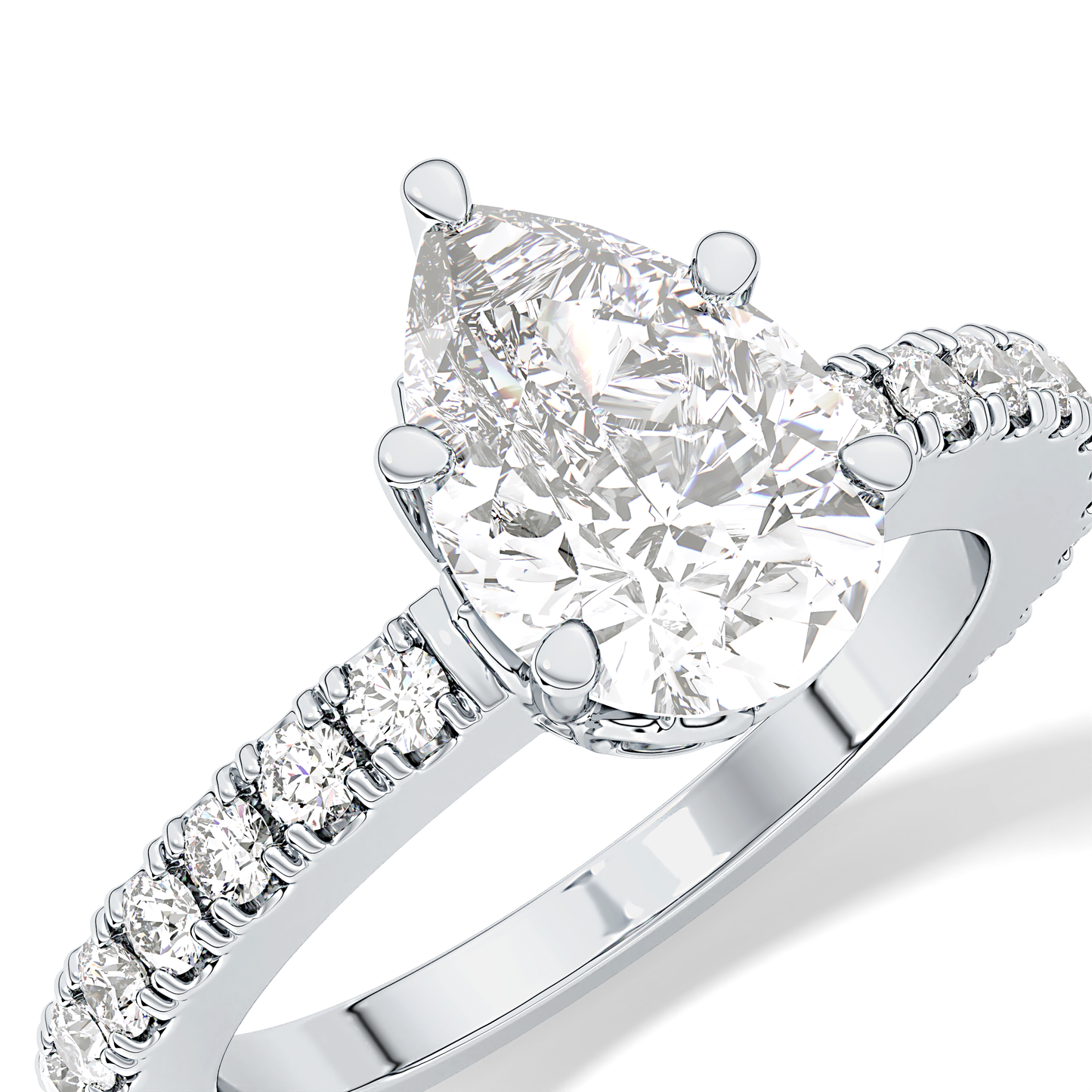 Pear Pave Lab Grown Diamond Engagement Ring