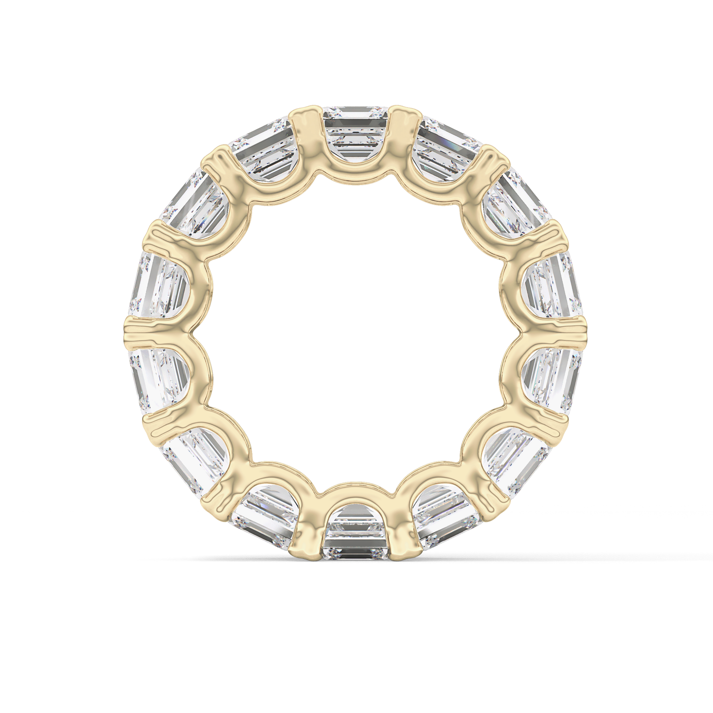 Full Eternity Wedding Band with 10.21 TCW Emerald and Square Cut Moissanite – Yellow, White, or Rose Gold