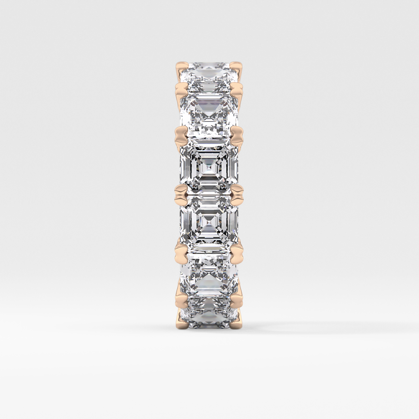 Full Eternity Wedding Band with 10.21 TCW Emerald and Square Cut Moissanite – Yellow, White, or Rose Gold