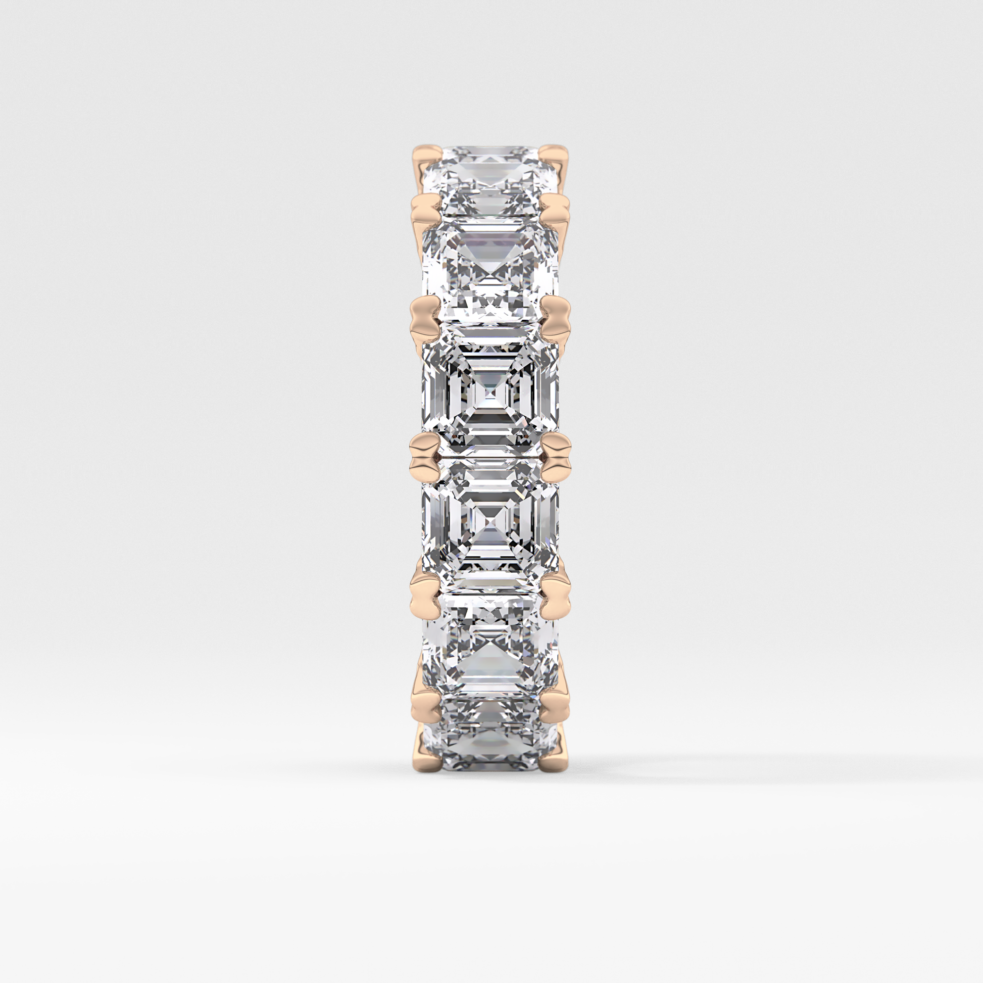 Full Eternity Wedding Band with 10.21 TCW Emerald and Square Cut Moissanite – Yellow, White, or Rose Gold