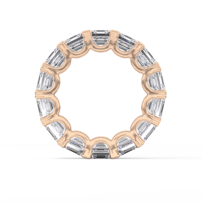 Full Eternity Wedding Band with 10.21 TCW Emerald and Square Cut Moissanite – Yellow, White, or Rose Gold
