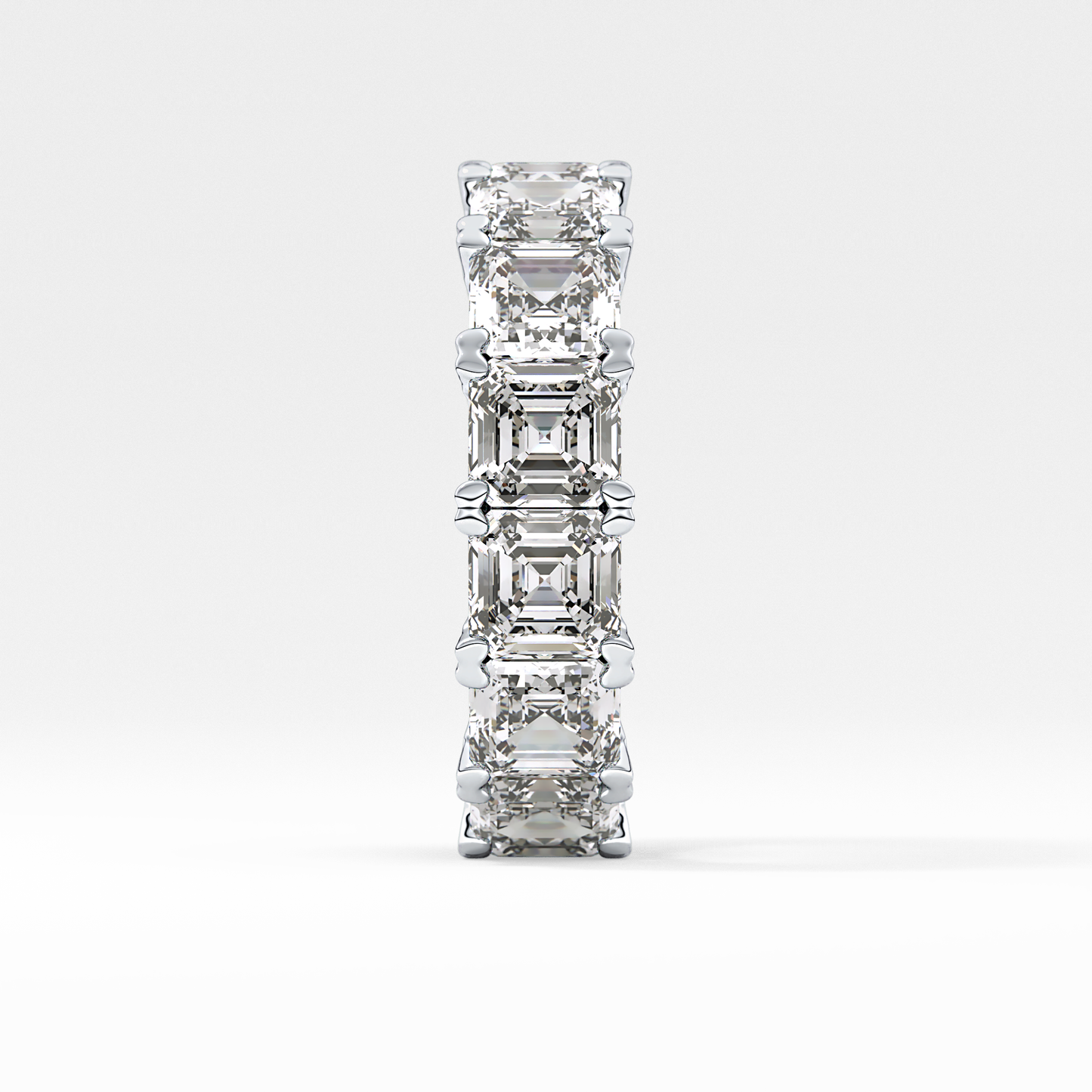Full Eternity Wedding Band with 10.21 TCW Emerald and Square Cut Moissanite – Yellow, White, or Rose Gold