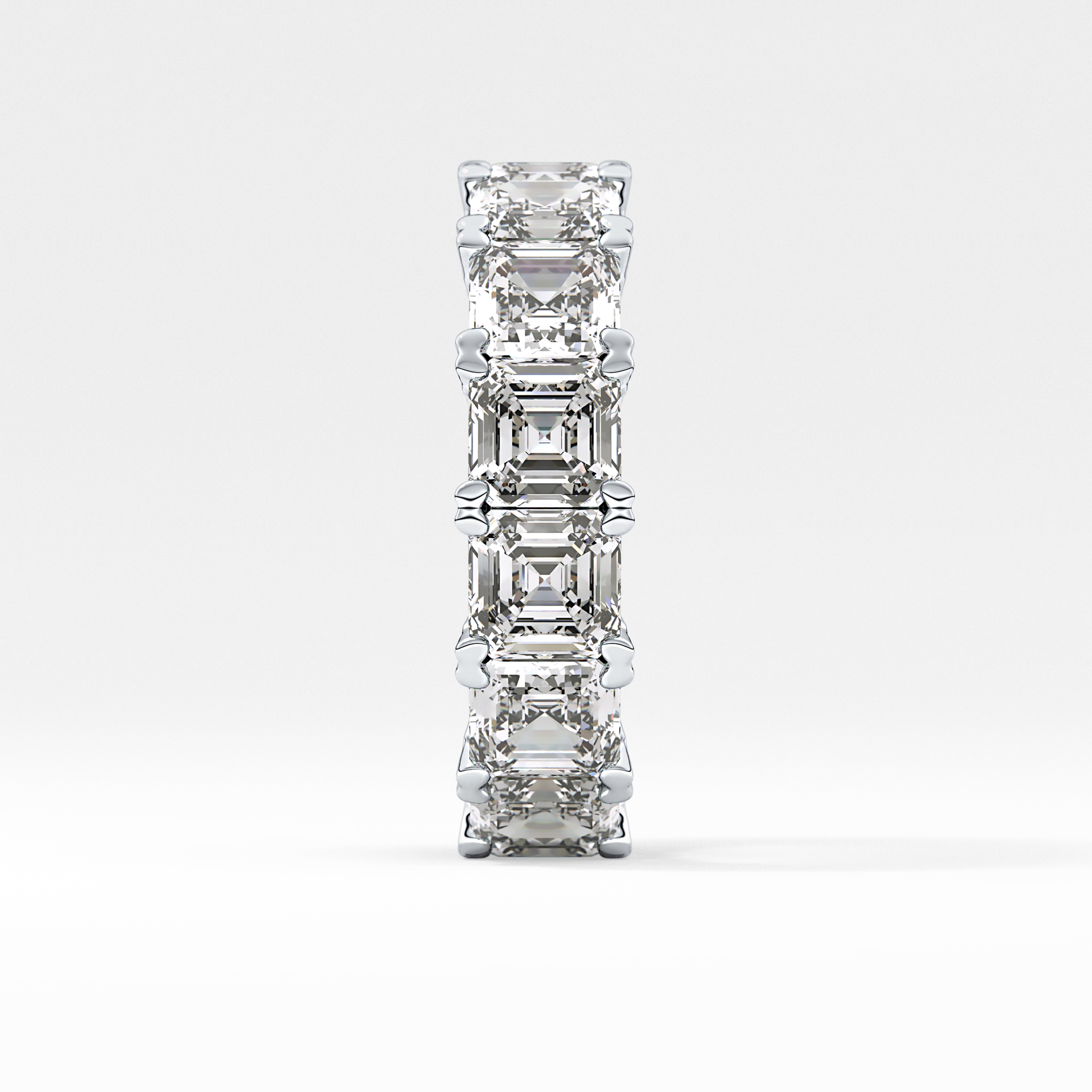 Full Eternity Wedding Band with 10.21 TCW Emerald and Square Cut Moissanite – Yellow, White, or Rose Gold