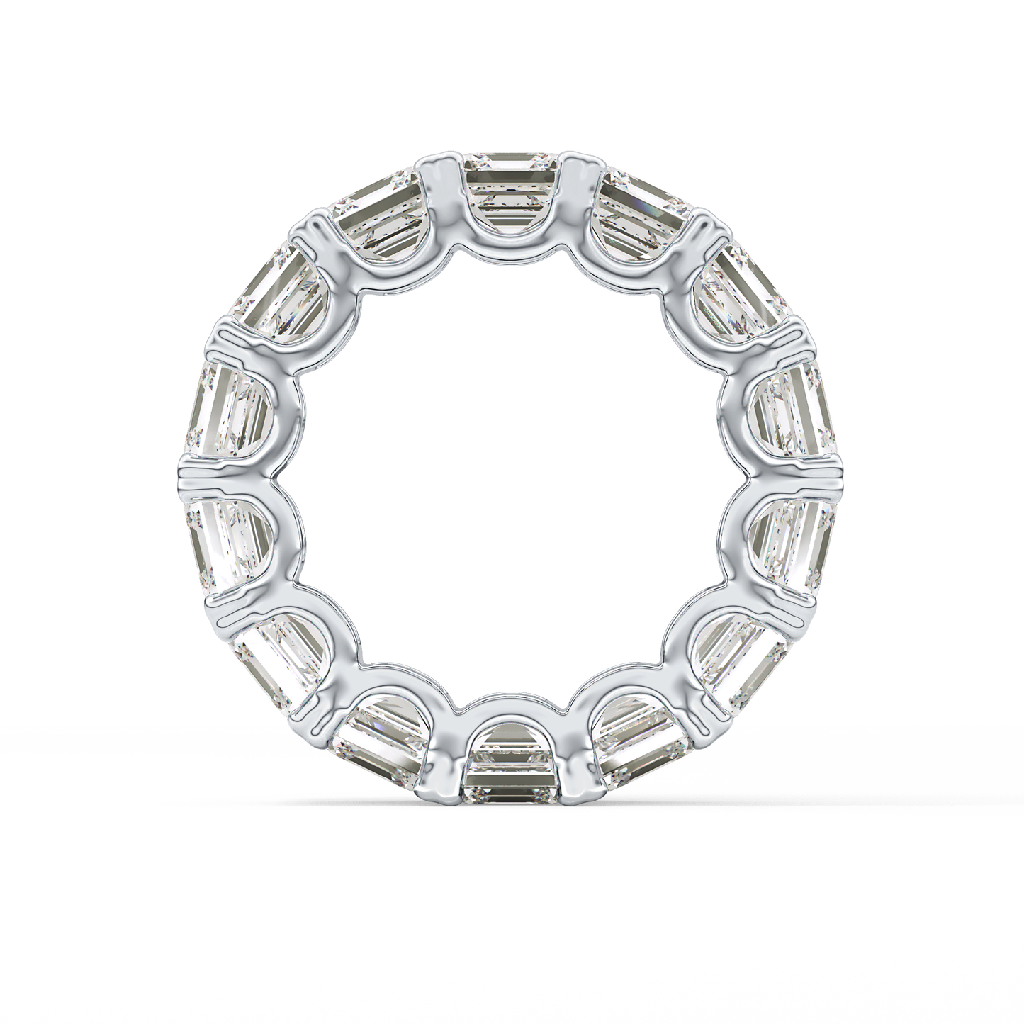 Full Eternity Wedding Band with 10.21 TCW Emerald and Square Cut Moissanite – Yellow, White, or Rose Gold