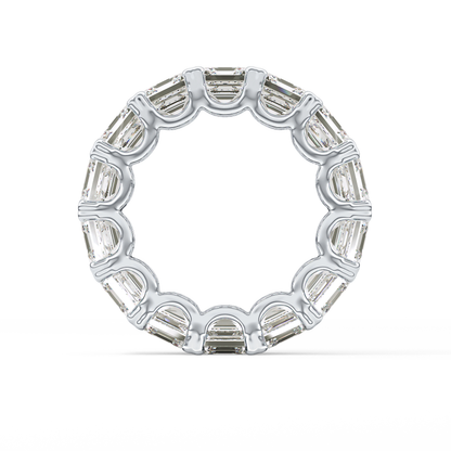 Full Eternity Wedding Band with 10.21 TCW Emerald and Square Cut Moissanite – Yellow, White, or Rose Gold