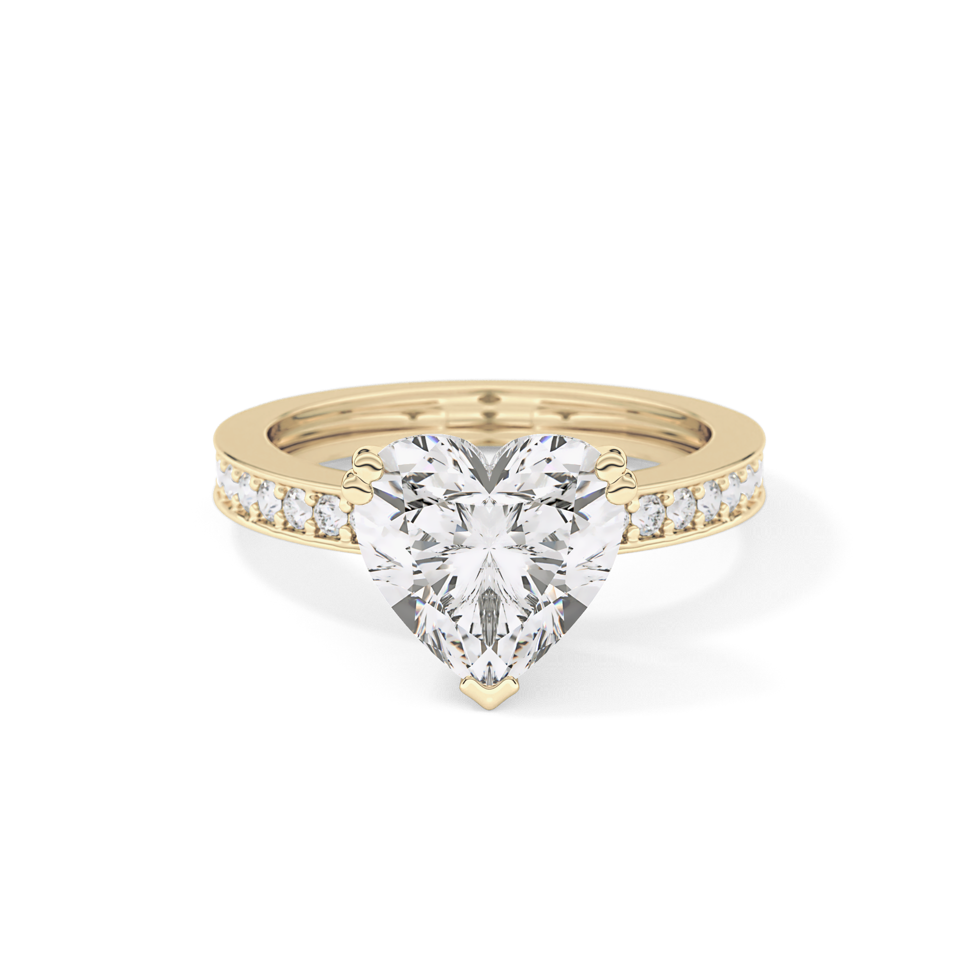 Heart Channel Pave Lab Grown Diamond Engagement Ring