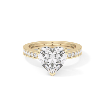 Heart Channel Pave Lab Grown Diamond Engagement Ring