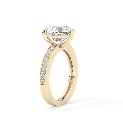 Heart Channel Pave Lab Grown Diamond Engagement Ring