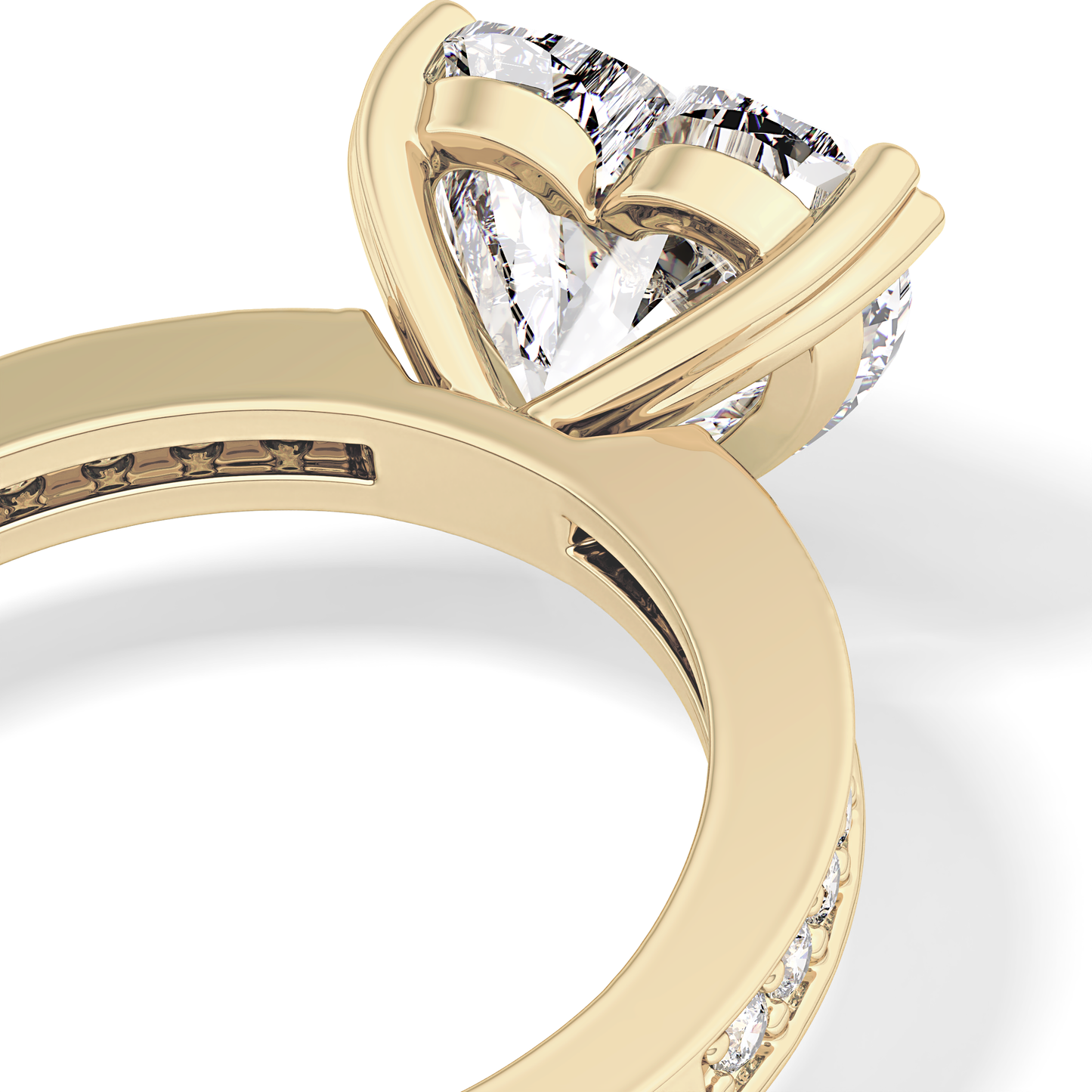 Heart Channel Pave Lab Grown Diamond Engagement Ring