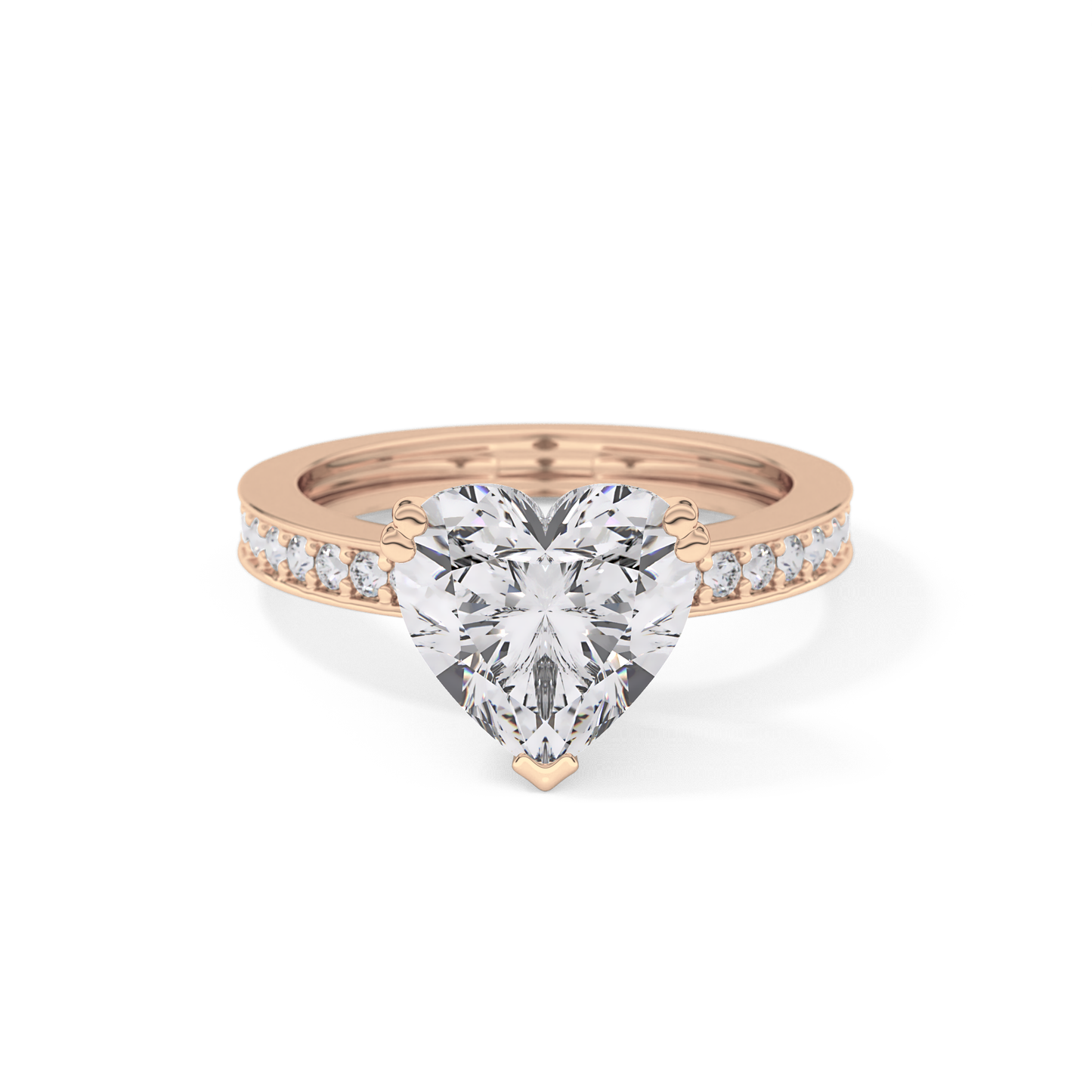 Heart Channel Pave Lab Grown Diamond Engagement Ring