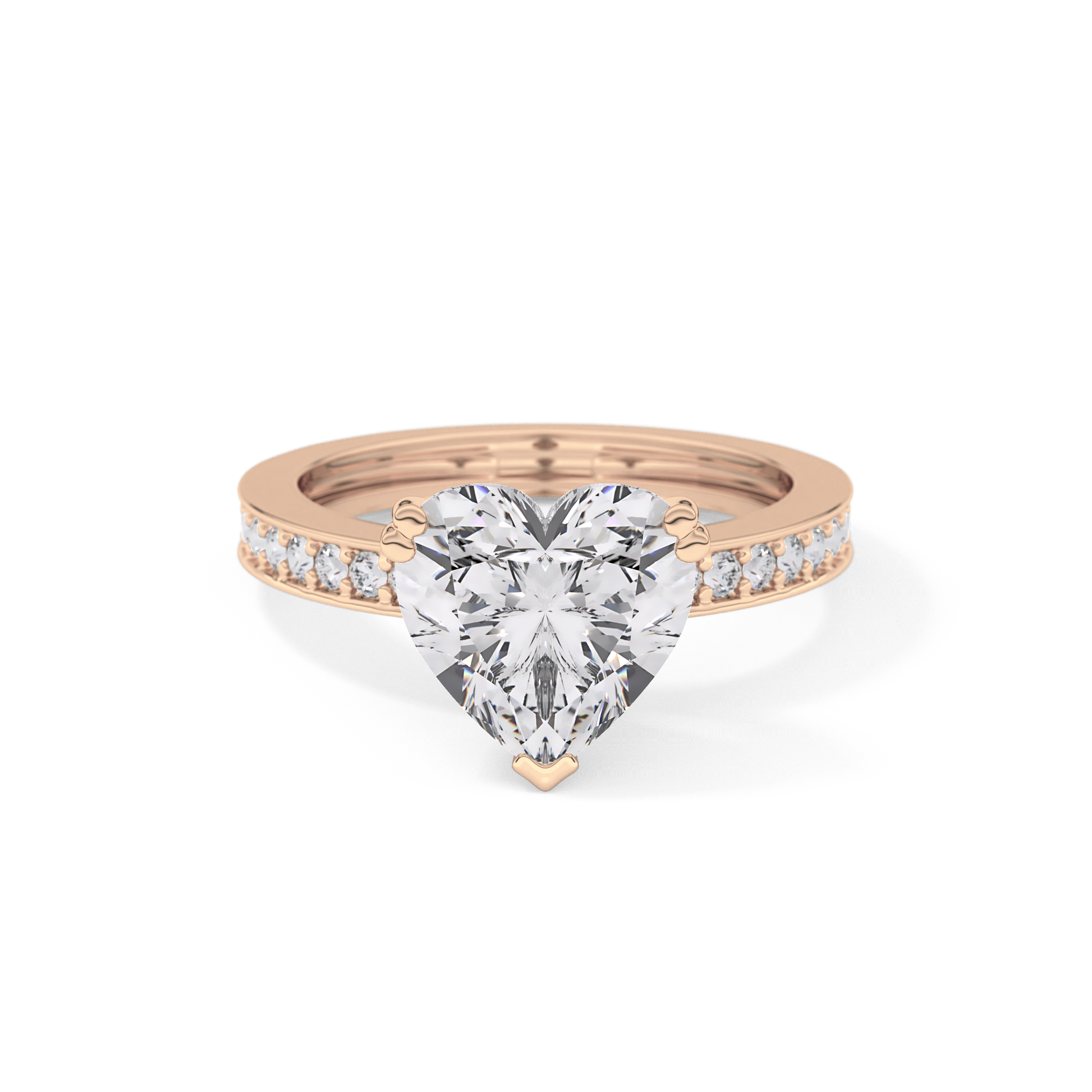 Heart Channel Pave Lab Grown Diamond Engagement Ring
