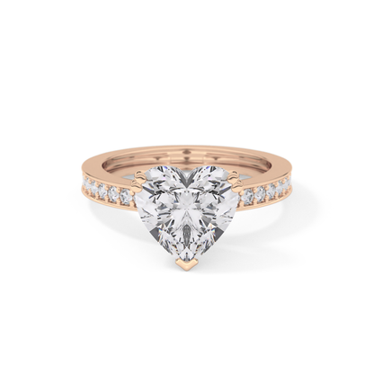 Heart Channel Pave Lab Grown Diamond Engagement Ring
