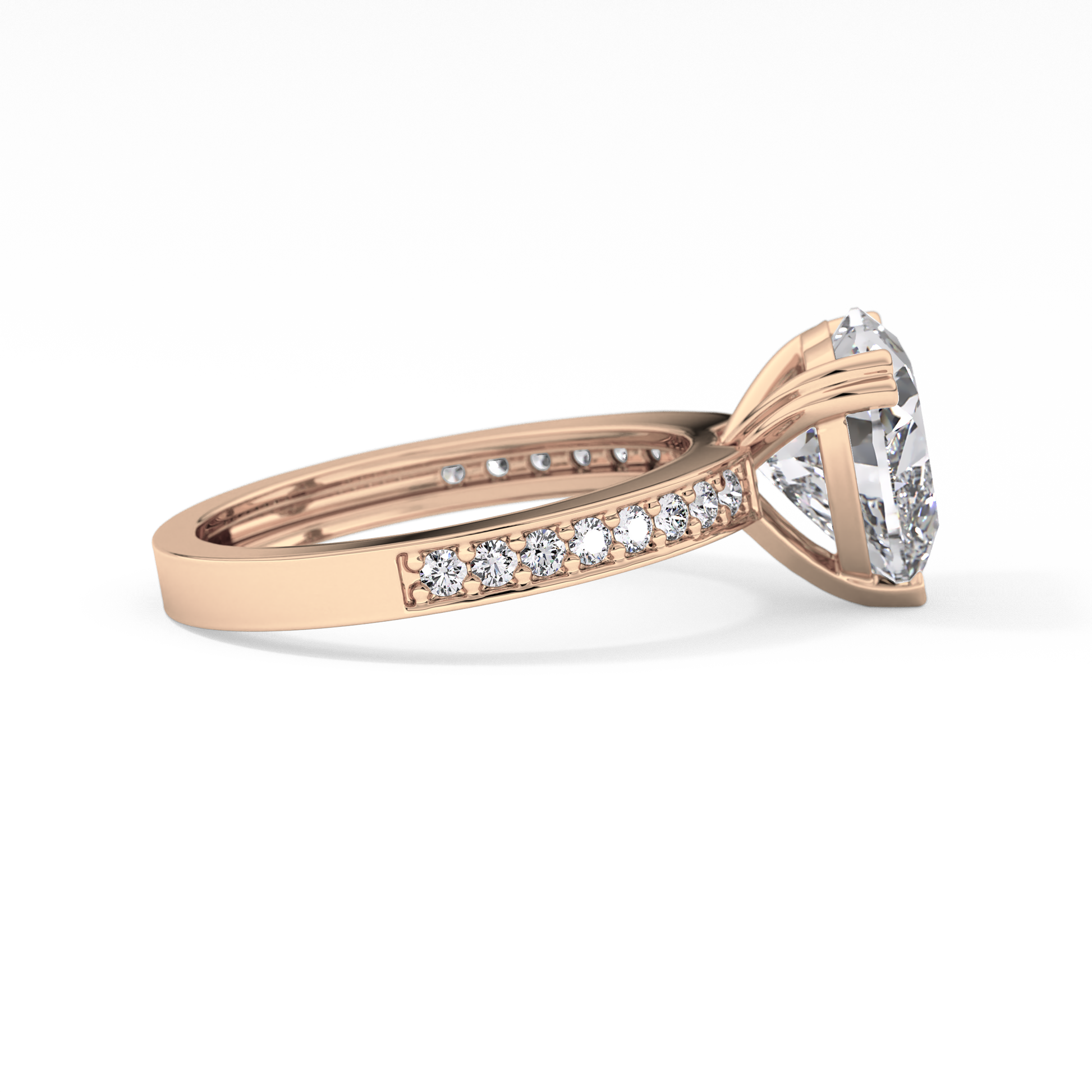Heart Channel Pave Lab Grown Diamond Engagement Ring