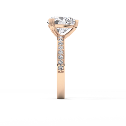 Heart Channel Pave Lab Grown Diamond Engagement Ring