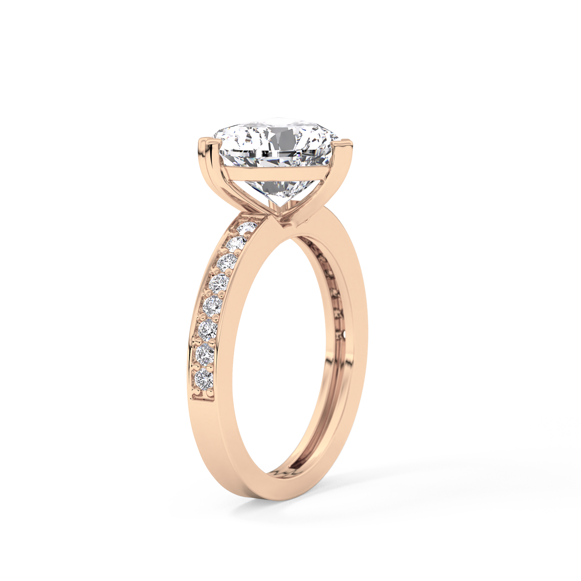 Heart Channel Pave Lab Grown Diamond Engagement Ring