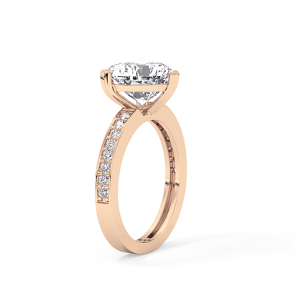 Heart Channel Pave Lab Grown Diamond Engagement Ring