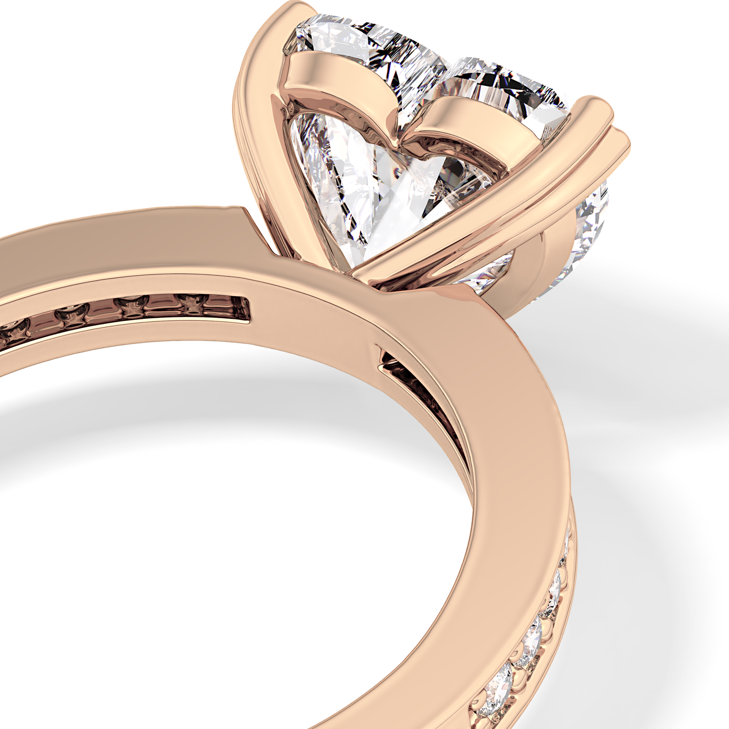 Heart Channel Pave Lab Grown Diamond Engagement Ring