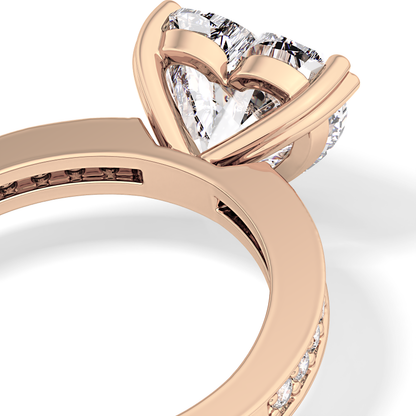 Heart Channel Pave Lab Grown Diamond Engagement Ring