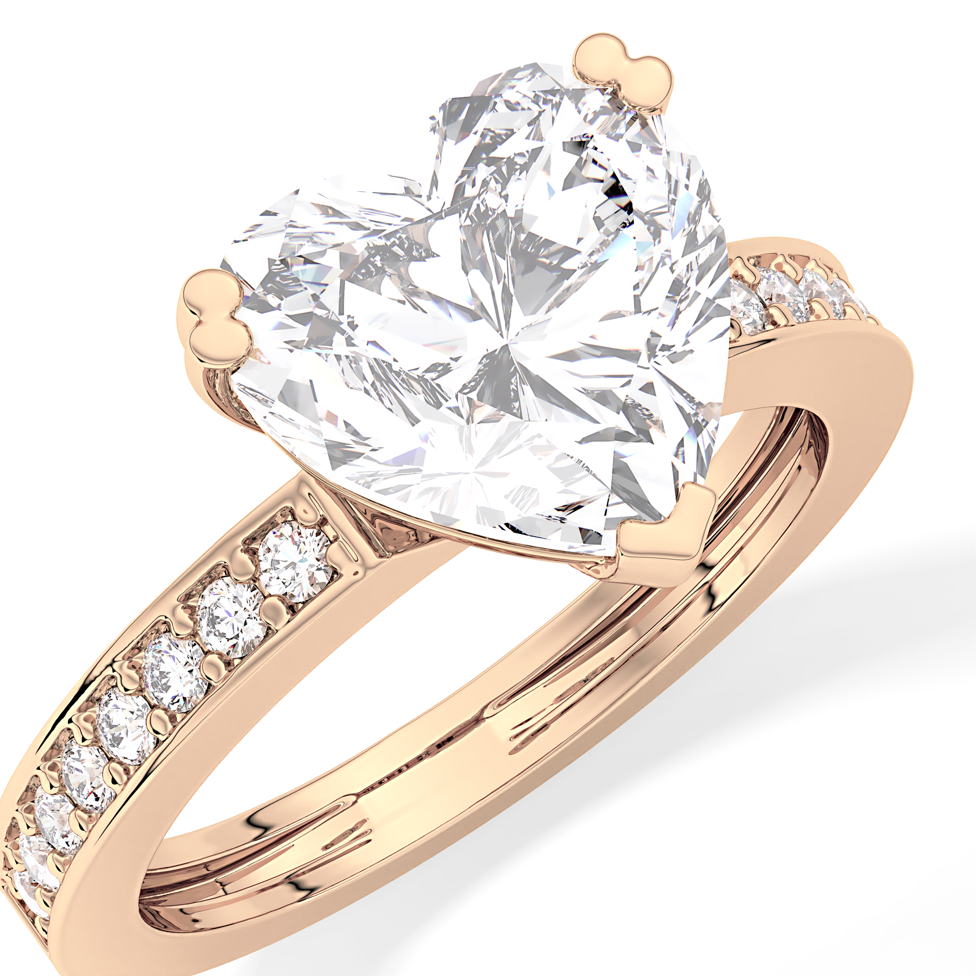 Heart Channel Pave Lab Grown Diamond Engagement Ring