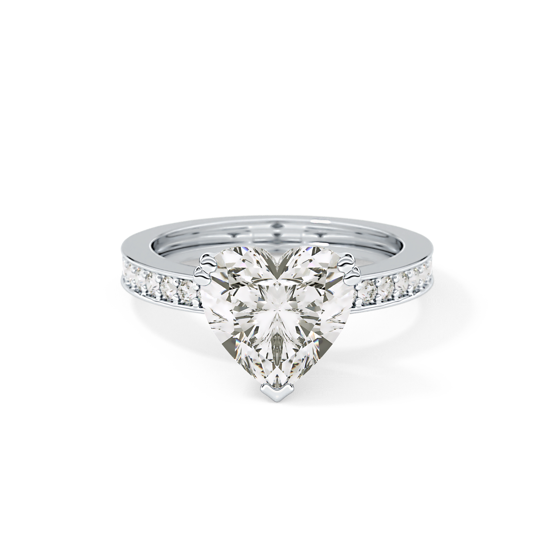 Heart Channel Pave Lab Grown Diamond Engagement Ring
