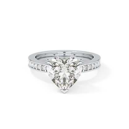 Heart Channel Pave Lab Grown Diamond Engagement Ring