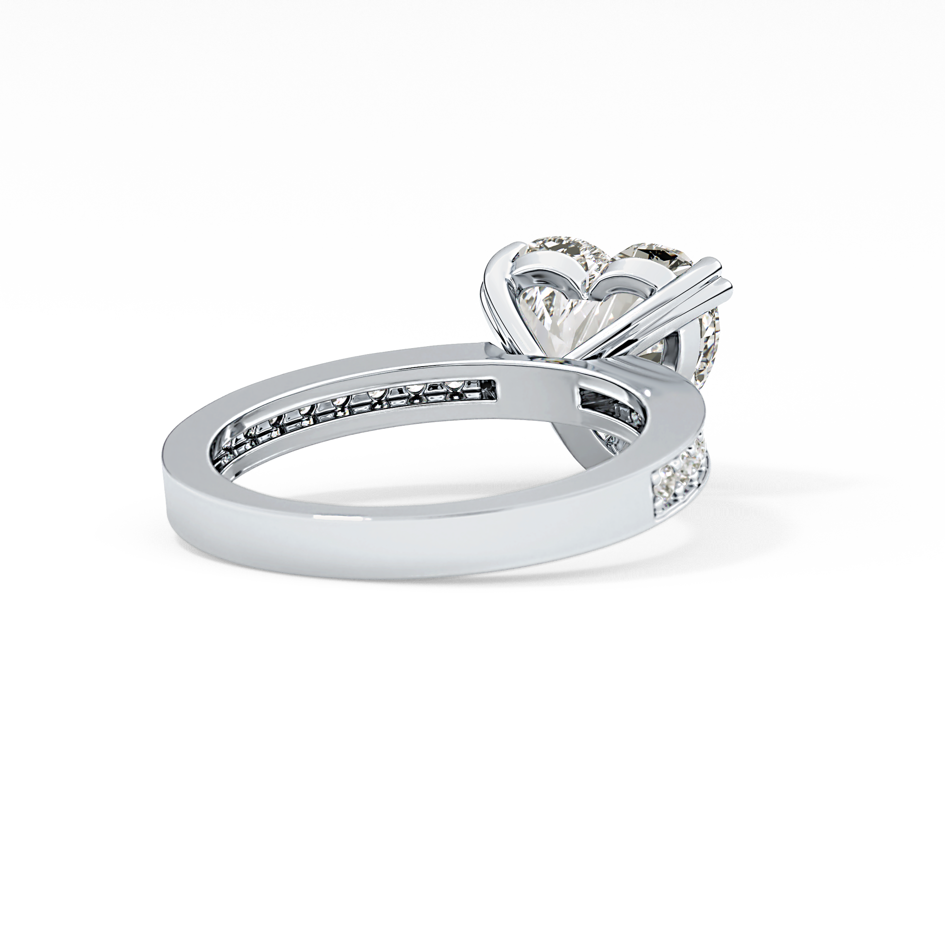 Heart Channel Pave Lab Grown Diamond Engagement Ring