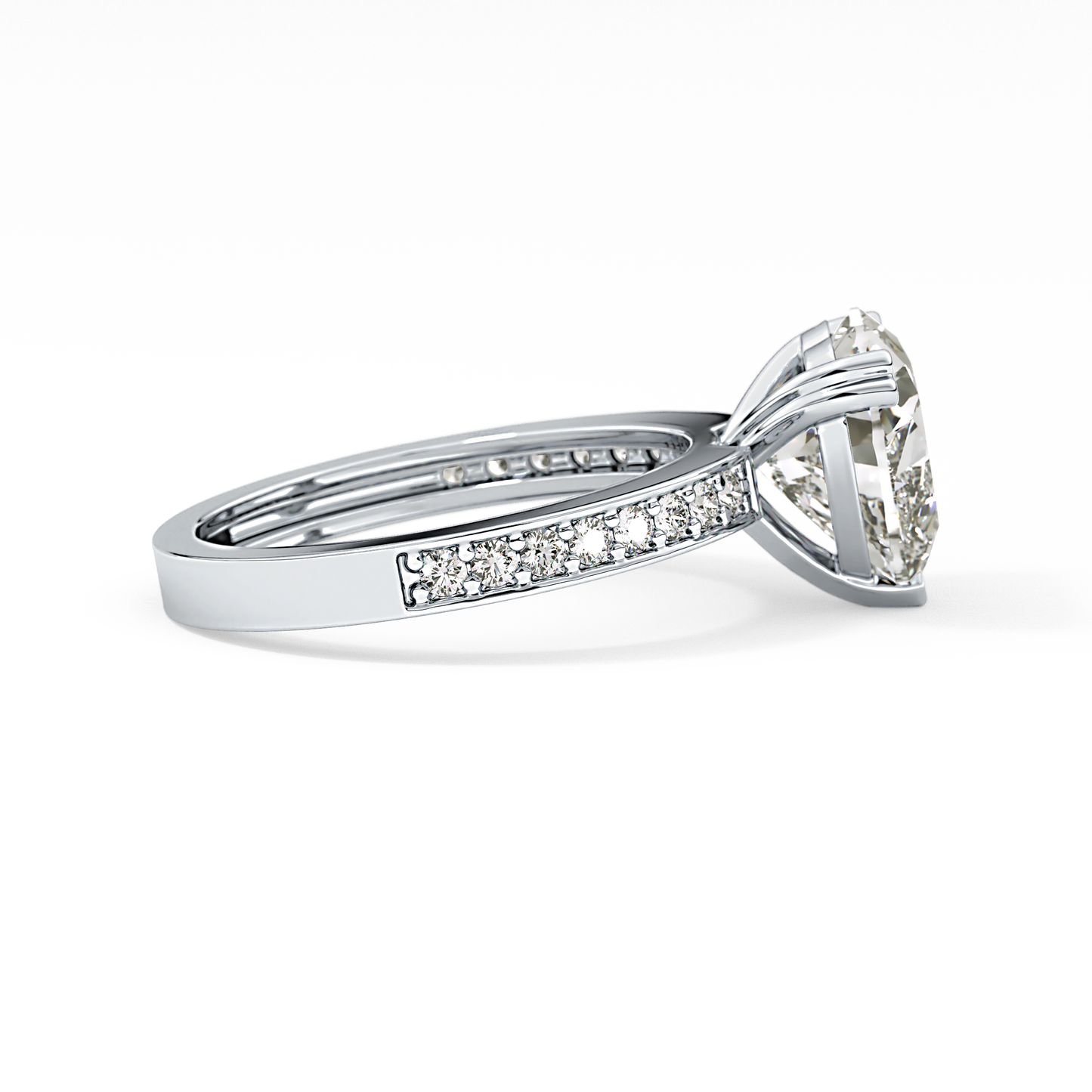 Heart Channel Pave Lab Grown Diamond Engagement Ring