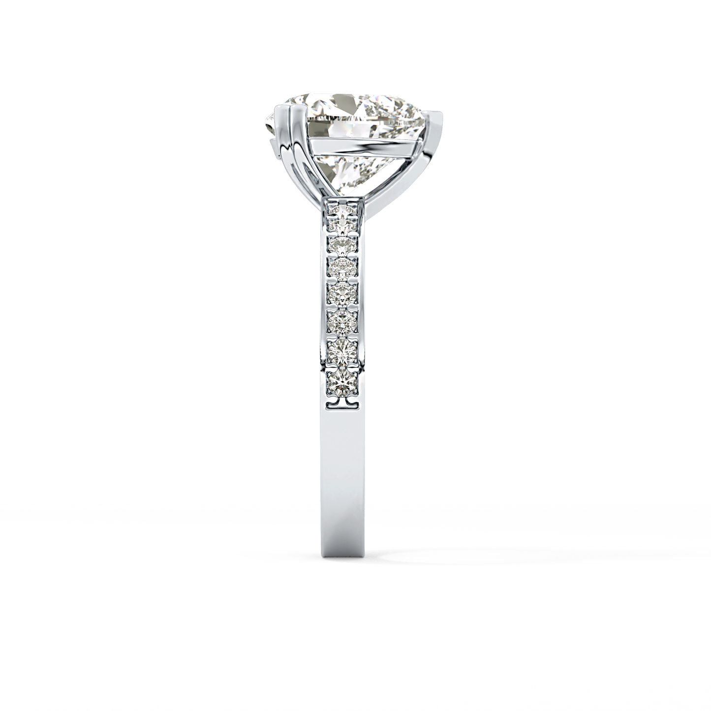 Heart Channel Pave Lab Grown Diamond Engagement Ring