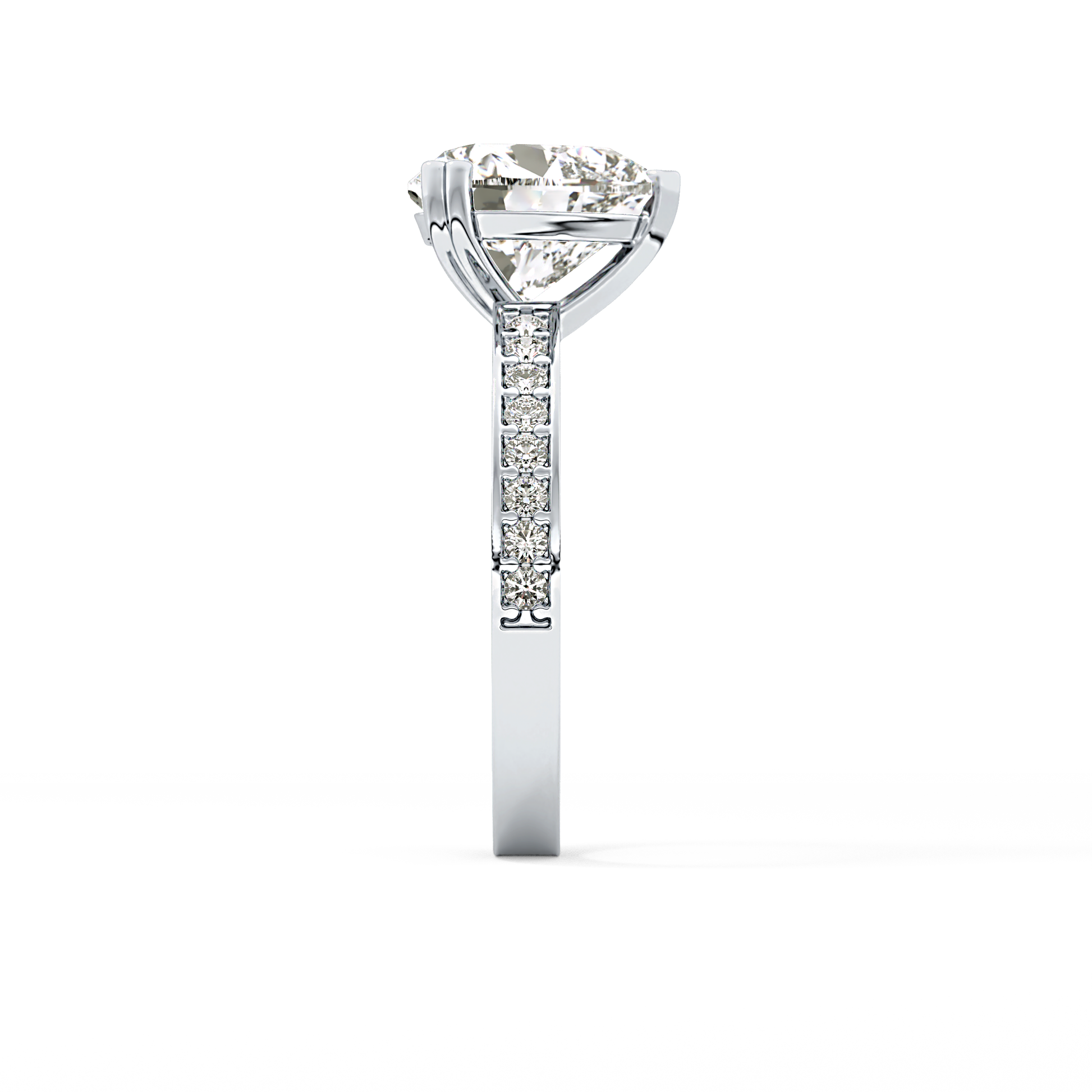 Heart Channel Pave Lab Grown Diamond Engagement Ring