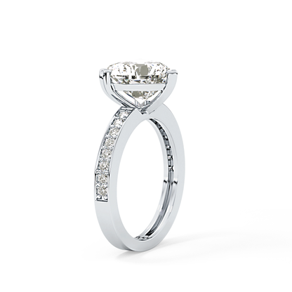 Heart Channel Pave Lab Grown Diamond Engagement Ring