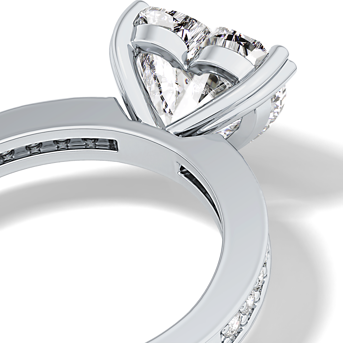 Heart Channel Pave Lab Grown Diamond Engagement Ring
