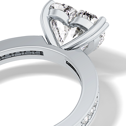 Heart Channel Pave Lab Grown Diamond Engagement Ring