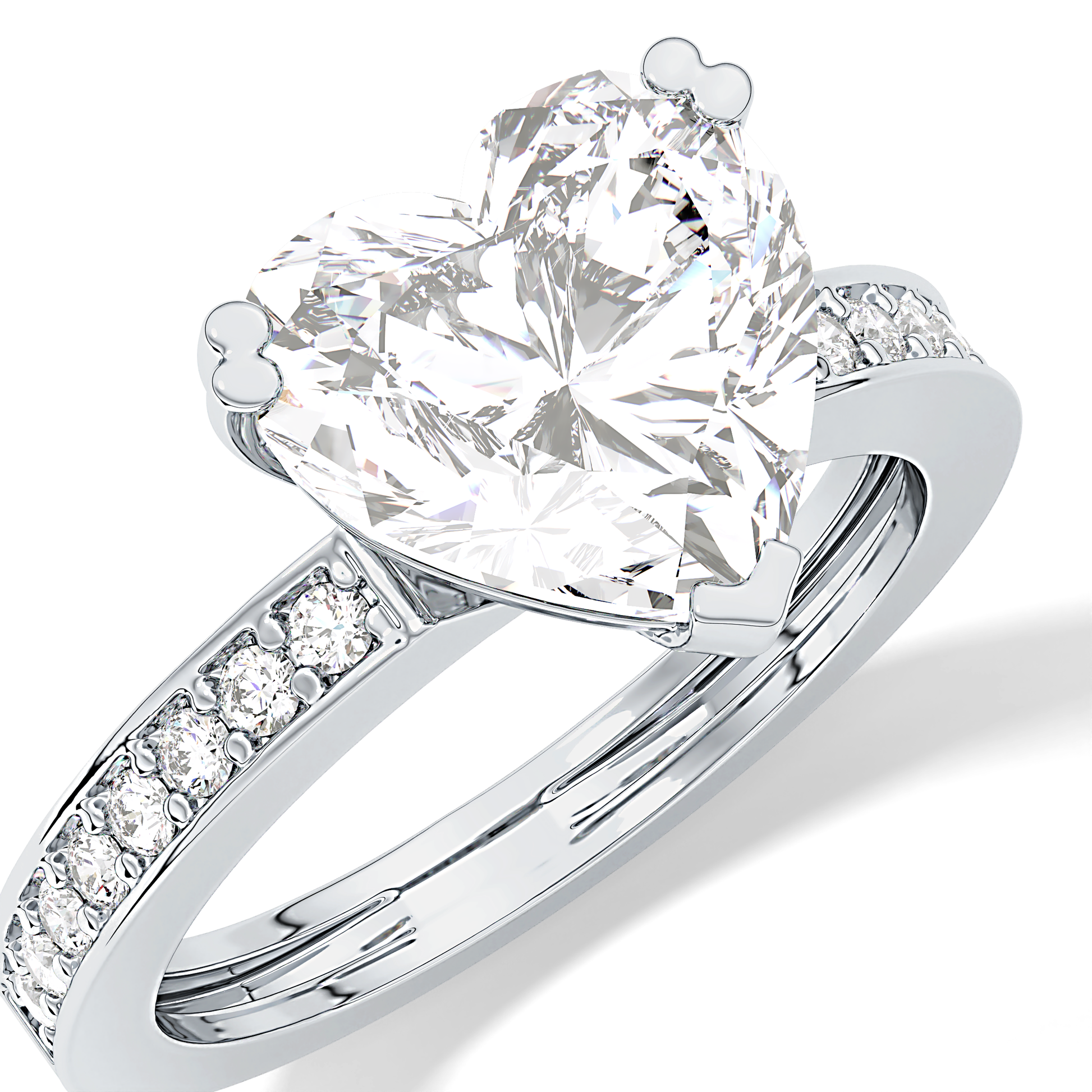 Heart Channel Pave Lab Grown Diamond Engagement Ring