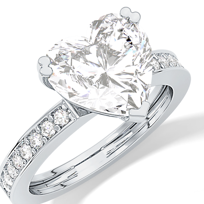 Heart Channel Pave Lab Grown Diamond Engagement Ring