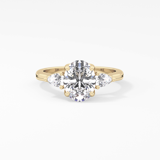 Oval Three Stone Lab Grown Diamond Engagement Ring