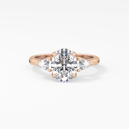 Oval Three Stone Lab Grown Diamond Engagement Ring