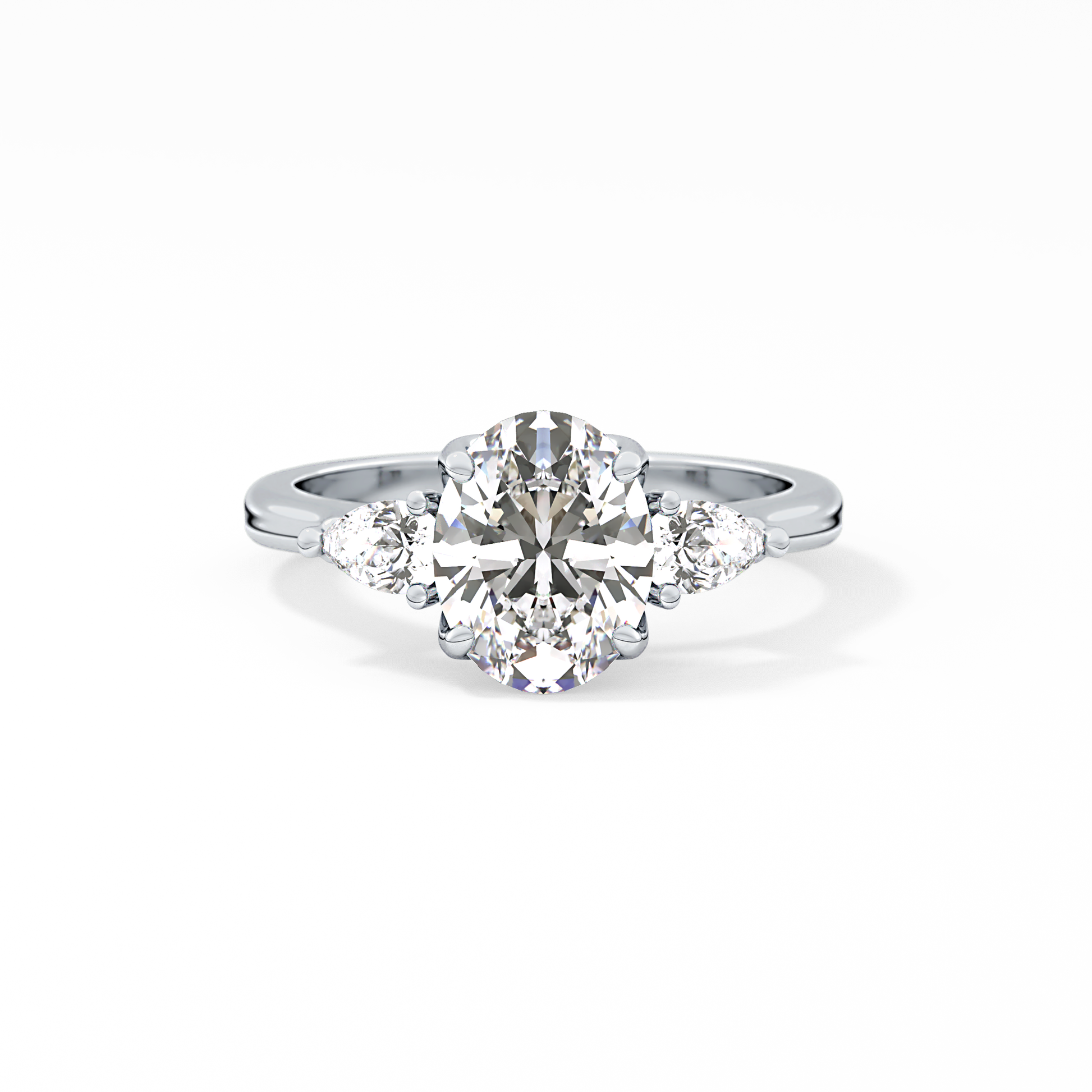 Oval Three Stone Lab Grown Diamond Engagement Ring