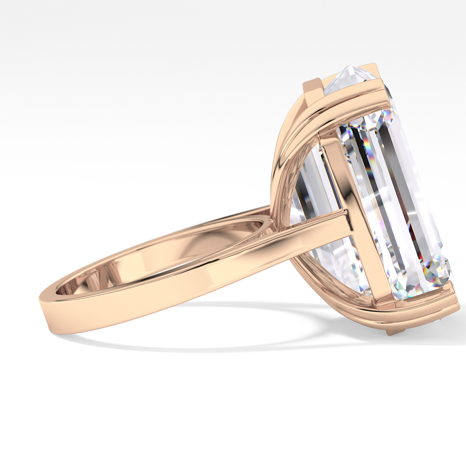 Emerald Cathedral Solitaire Lab Grown Diamond Engagement Ring
