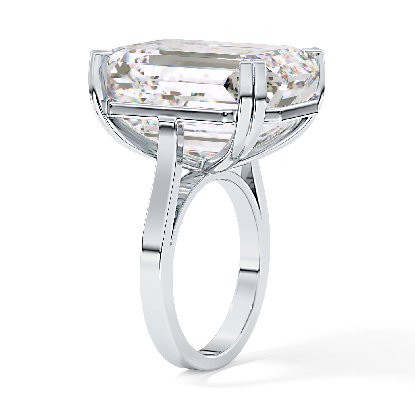 Emerald Cathedral Solitaire Lab Grown Diamond Engagement Ring