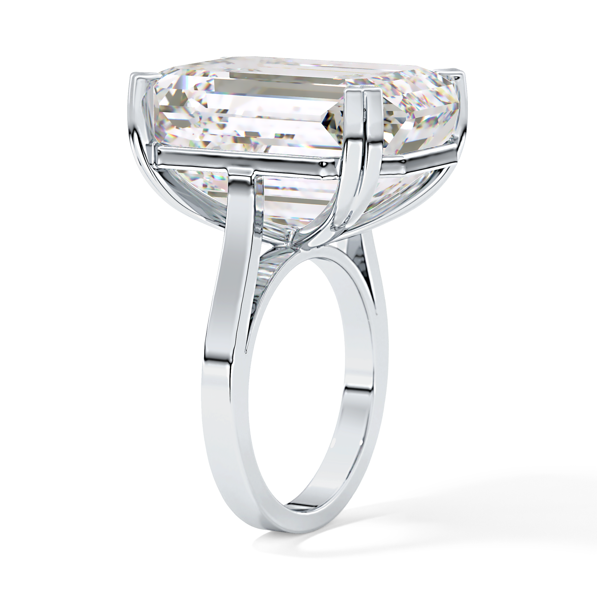 Emerald Cathedral Solitaire Lab Grown Diamond Engagement Ring