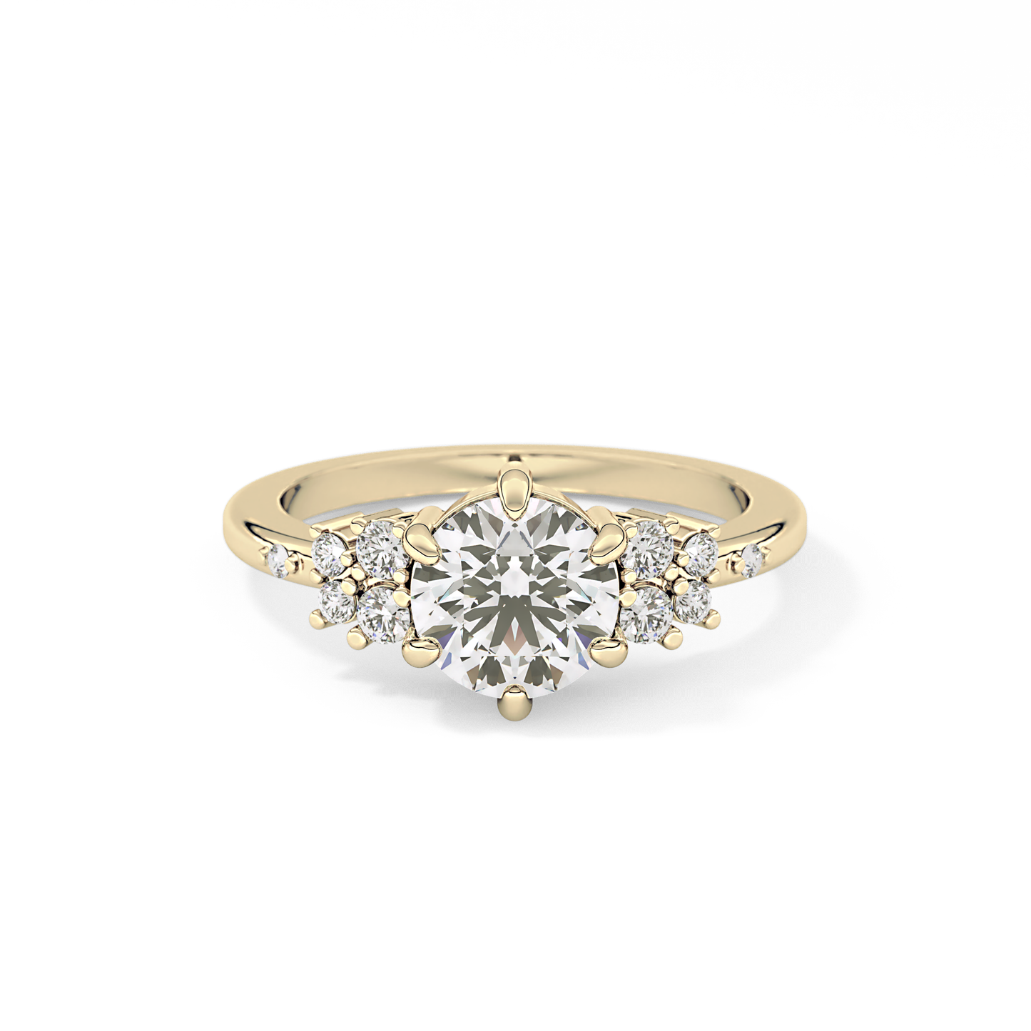 Round Cluster Lab Grown Diamond Engagement Ring