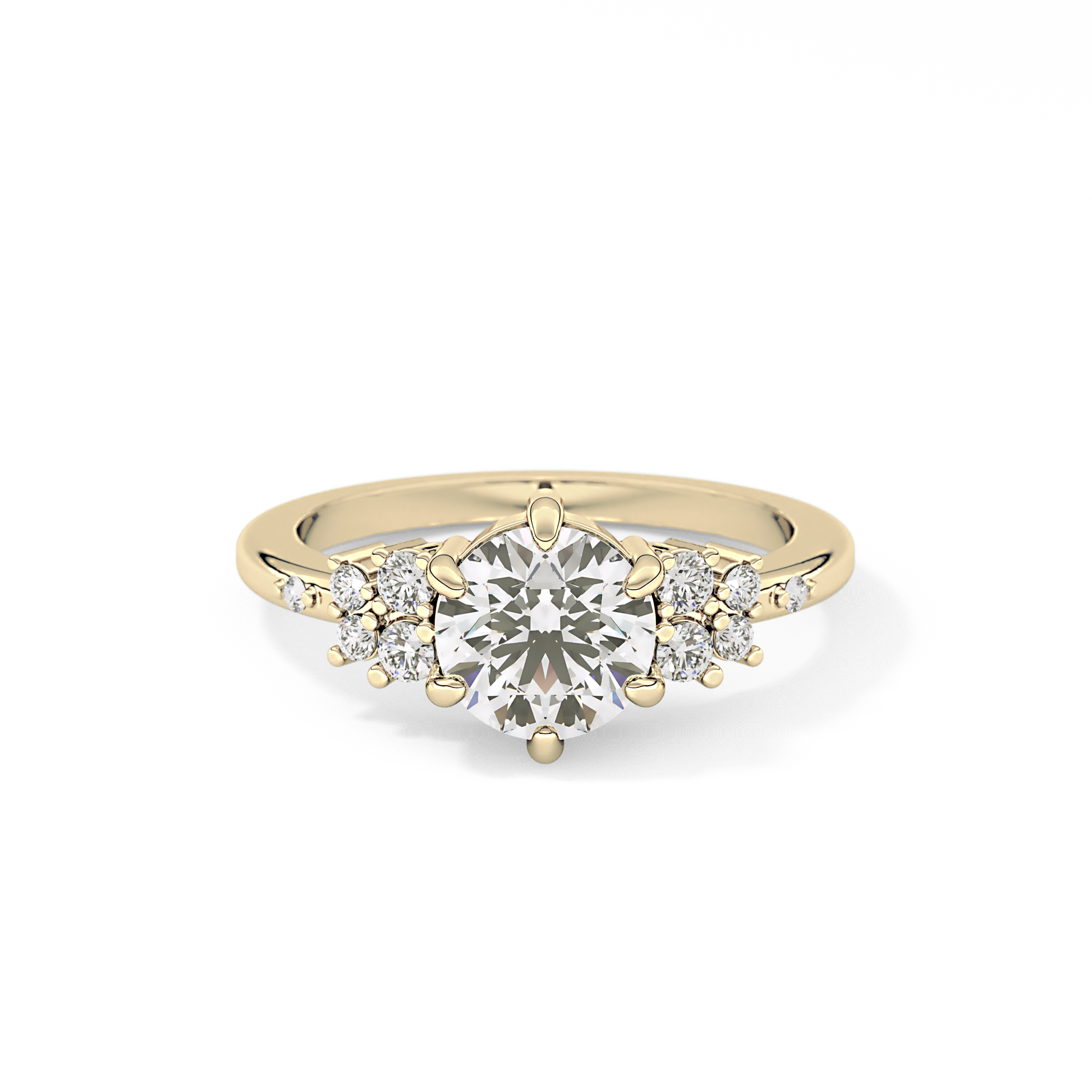 Round Cluster Lab Grown Diamond Engagement Ring