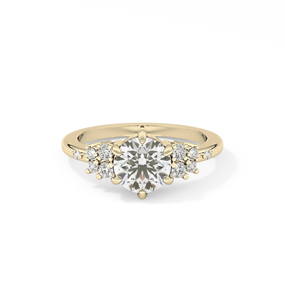 Round Cluster Lab Grown Diamond Engagement Ring