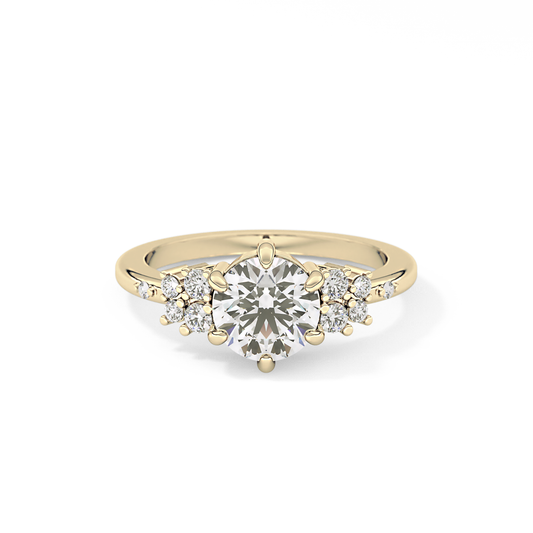 Round Cluster Lab Grown Diamond Engagement Ring