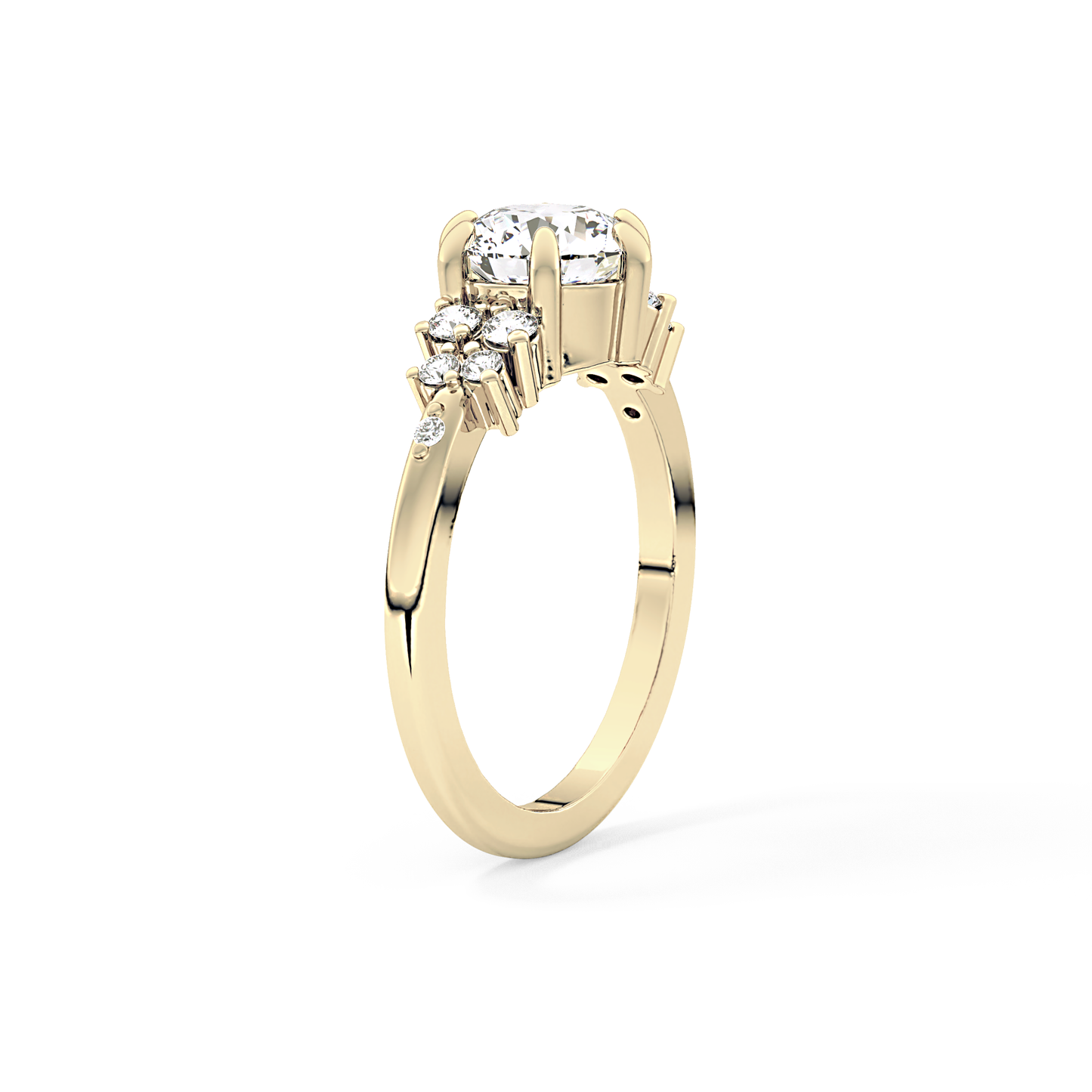 Round Cluster Lab Grown Diamond Engagement Ring