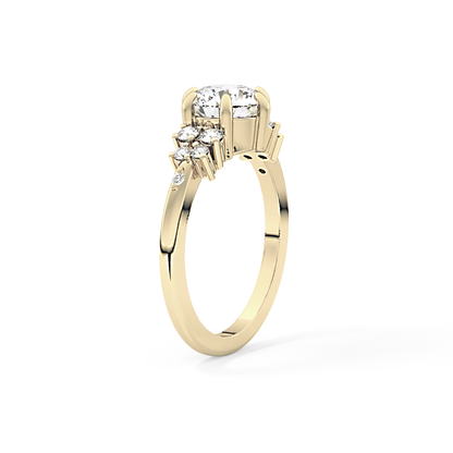 Round Cluster Lab Grown Diamond Engagement Ring