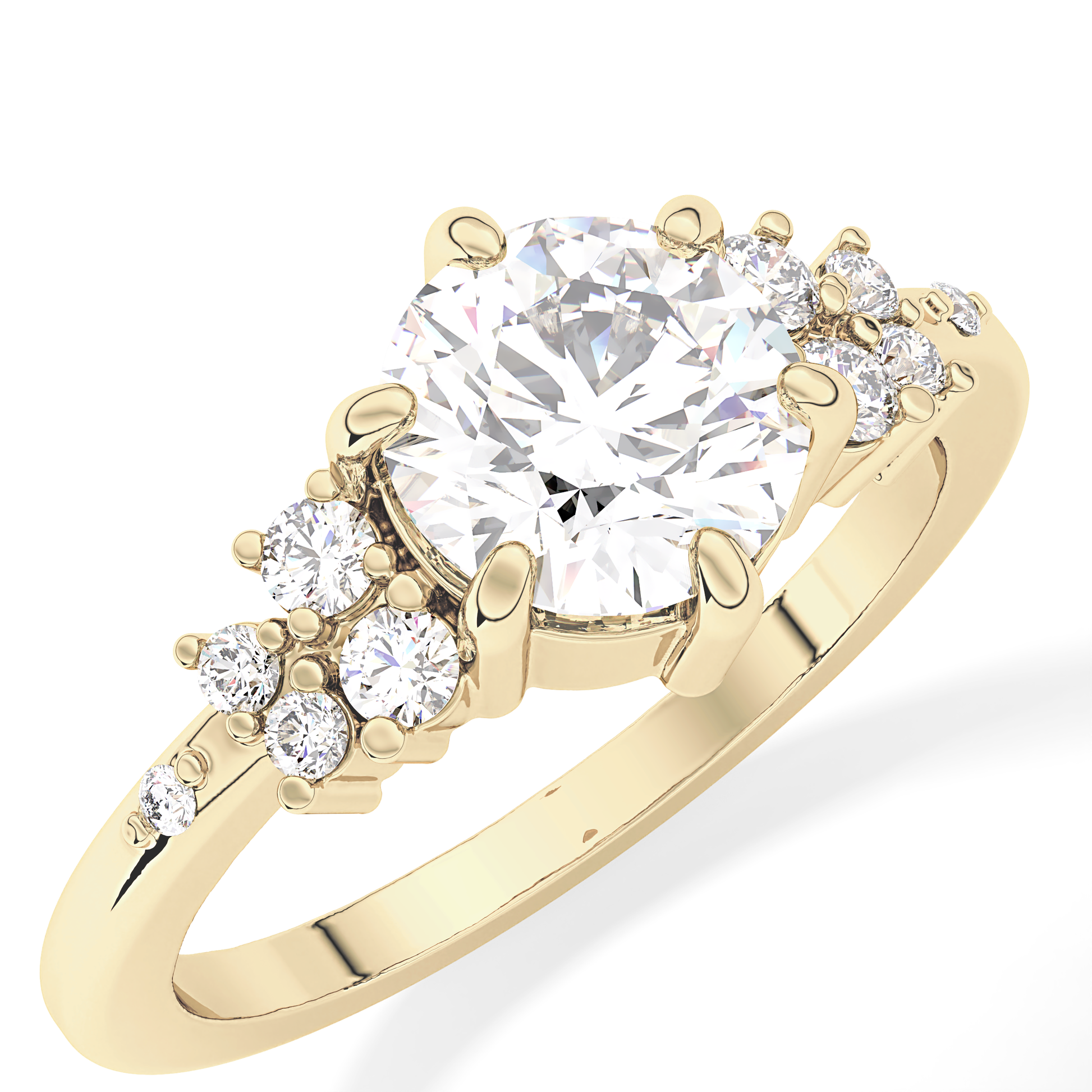 Round Cluster Lab Grown Diamond Engagement Ring