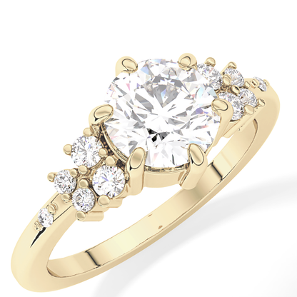 Round Cluster Lab Grown Diamond Engagement Ring