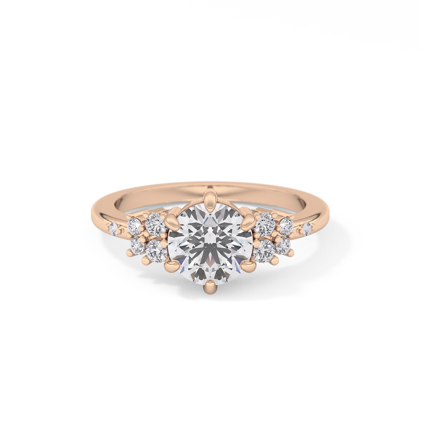 Round Cluster Lab Grown Diamond Engagement Ring