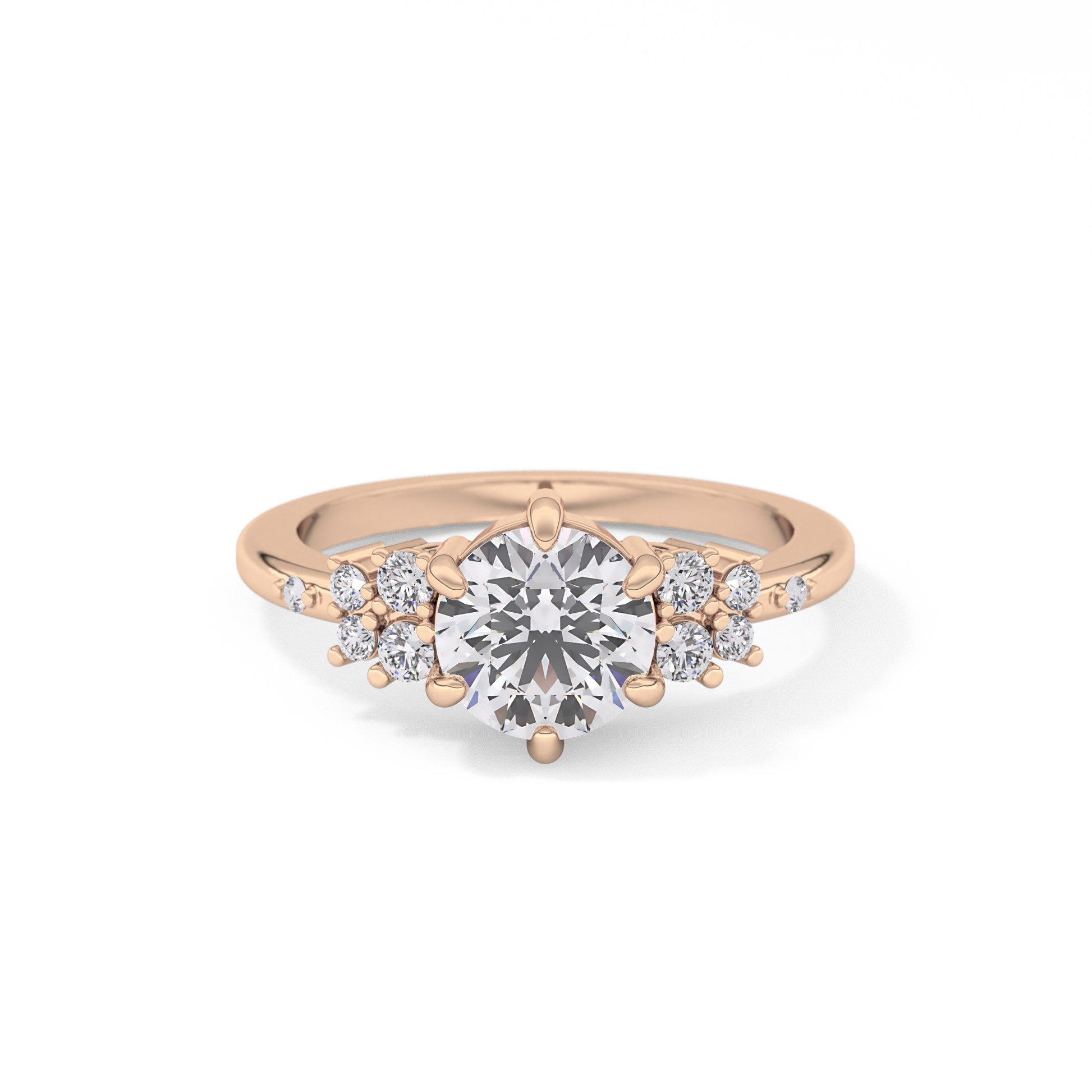 Round Cluster Lab Grown Diamond Engagement Ring